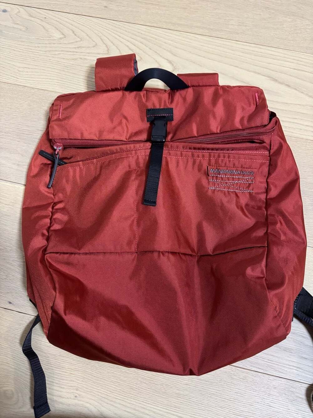Mandarina Duck Red Nylon Hunter Utility Backpack 15"x18"